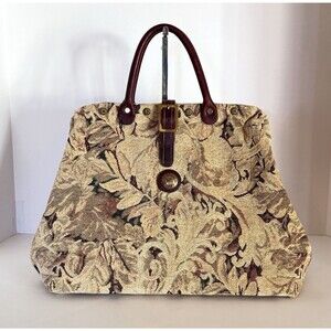 Victorian Style Tapestry Carpet Travel Bag Leather Handles By Victorian Traveler